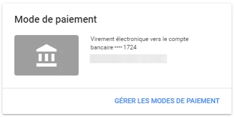 Gérer les modes de paiement AdSense