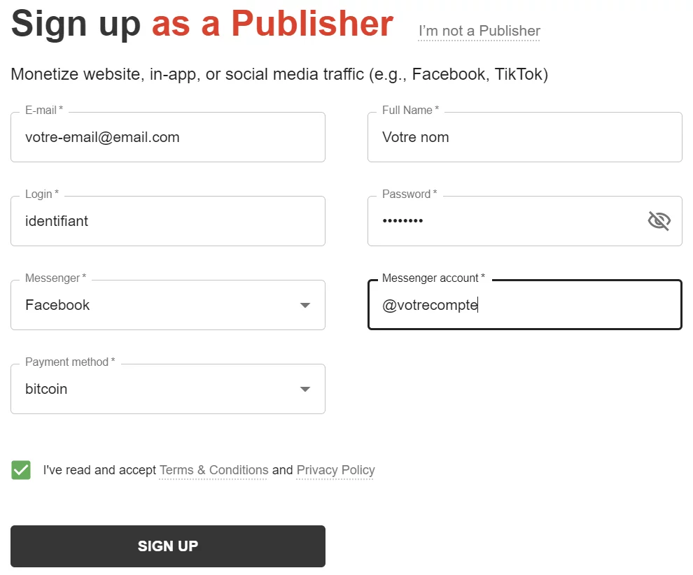S'inscrire et créer un compte sur Adsterra pour monétiser un site