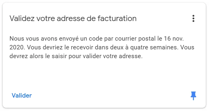 Valider le code PIN AdSense